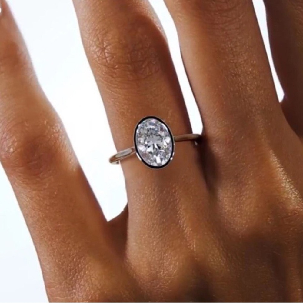 3CT Crashed Ice Lab Created Diamond 925 Sterling Silver Solitaire Ring